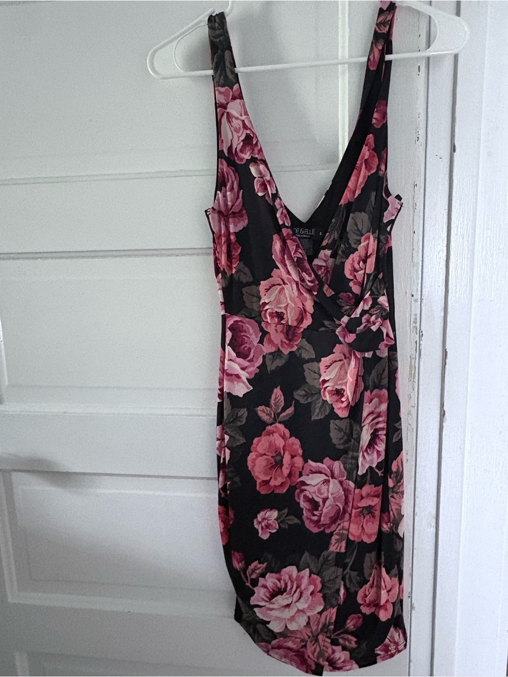 Joe & Elle Black Dress with Pink Rose Print